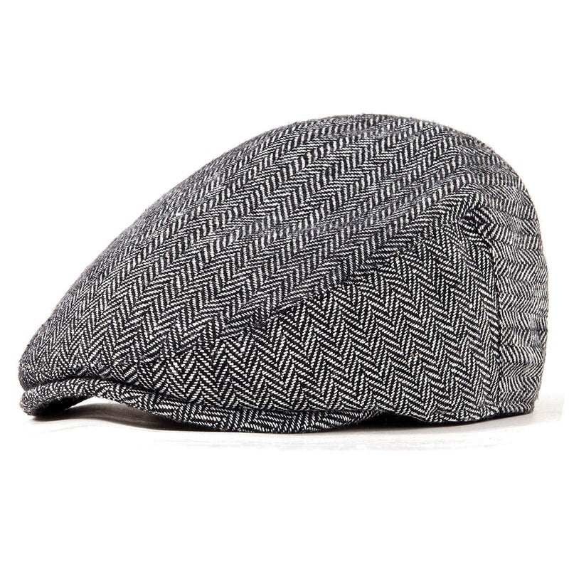 LADYBRO Men's Grey Wool Blend Herringbone Newsboy Cap - 7 5/8 - Image 3